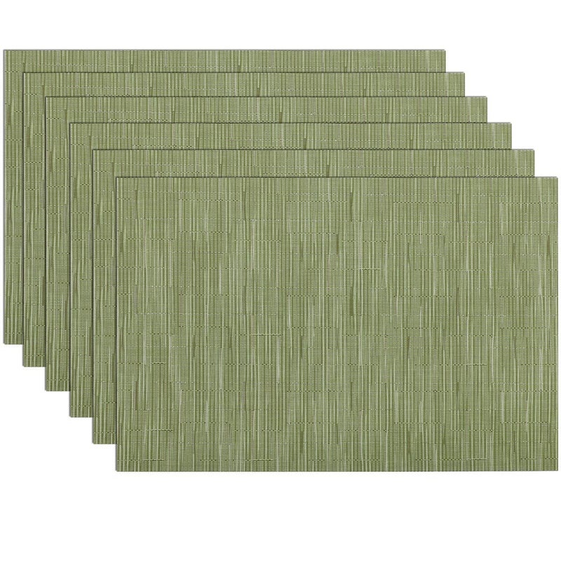 SHACOS Placemats Set of 6 Woven Vinyl Place Mats for Dining Table Wipe Clean Non Slip Christmas Table Mats (6, Olive Green) - Image 1